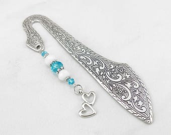 Double Heart Bookmark, Valentines Day Gift for Book Lovers, Heart Charm Bookmark, Romantic Gifts Hearts Stationary, Anniversary Gift for Her