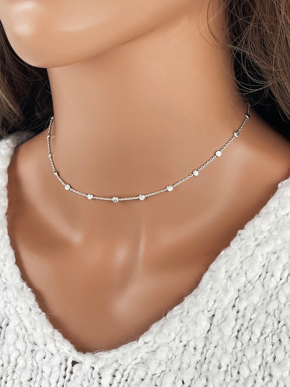 Satellite Chain Necklace Unique Ball Chain 925 Sterling Silver Jewelry  Minimalist Layering Jewelry 