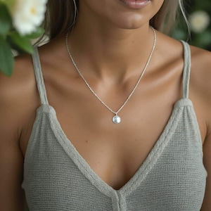 MINIMALIST Circle Necklace - 925 Sterling Silver Concave Circle Charm - Plain Domed Circle Charm - Simple Jewelry - Round Dot Charm Pendant