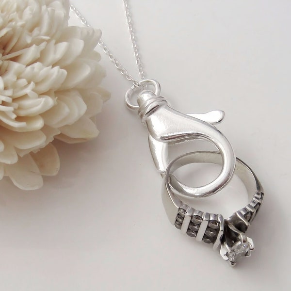 Lanyard Necklace - 925 Sterling Silver Jewelry - Badge Holder - Ring Holder Necklace