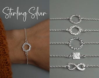 Hammered Silver Bracelet - Silver Anklet - 925 Sterling Silver Jewelry - Silver Charm Bracelet - Minimalist Jewelry - Made in Canada