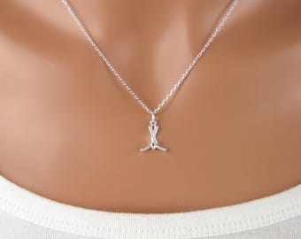 Hockey Sticks Necklace - 925 Sterling Silver Jewelry - Small Adults or Childrens Sports Jewelry - Hockey Team Gifts - Hockey Coach Gift