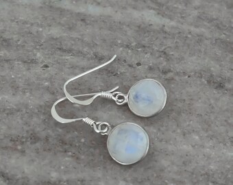 Moonstone Earrings - 925 Sterling Silver Gemstone Jewelry, Natural Round Faceted Moonstone Gemstone Earrings, Lever Backs or Shepherd Hooks