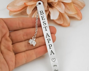 Personalized Bookmark for Grandma or Grandpa: Engraved Stainless Steel Charm Bookmark