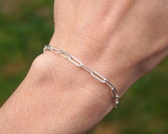 Sterling Silver Paperclip Chain Bracelet or Anklet