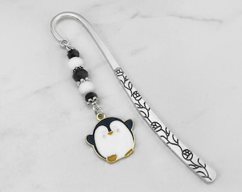 Penguin Bookmark - Silver Bookmark, Unique Bookmarks, Enamel Baby Penguin Charm Bookmark, Penguin Gift Ideas, Children's Gift for Readers