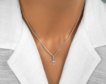 Tiny Ankh Necklace - Ancient Egyptian Ankh Charm Necklace, Small Ankh Pendant, .925 Sterling Silver Jewelry