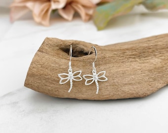Small Dragonfly Earrings 925 Sterling Silver Dragonfly Jewelry Simple Everyday Earrings - Minimalist Earrings - Dragonfly Gifts