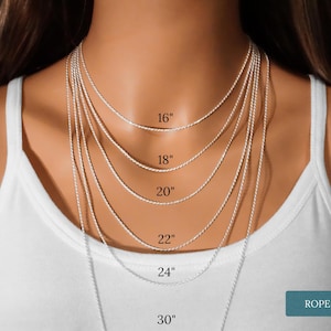 Sterling Silver Diamond Cut Rope Chain Necklace: 1.25mm, Lobster Clasp 画像 2
