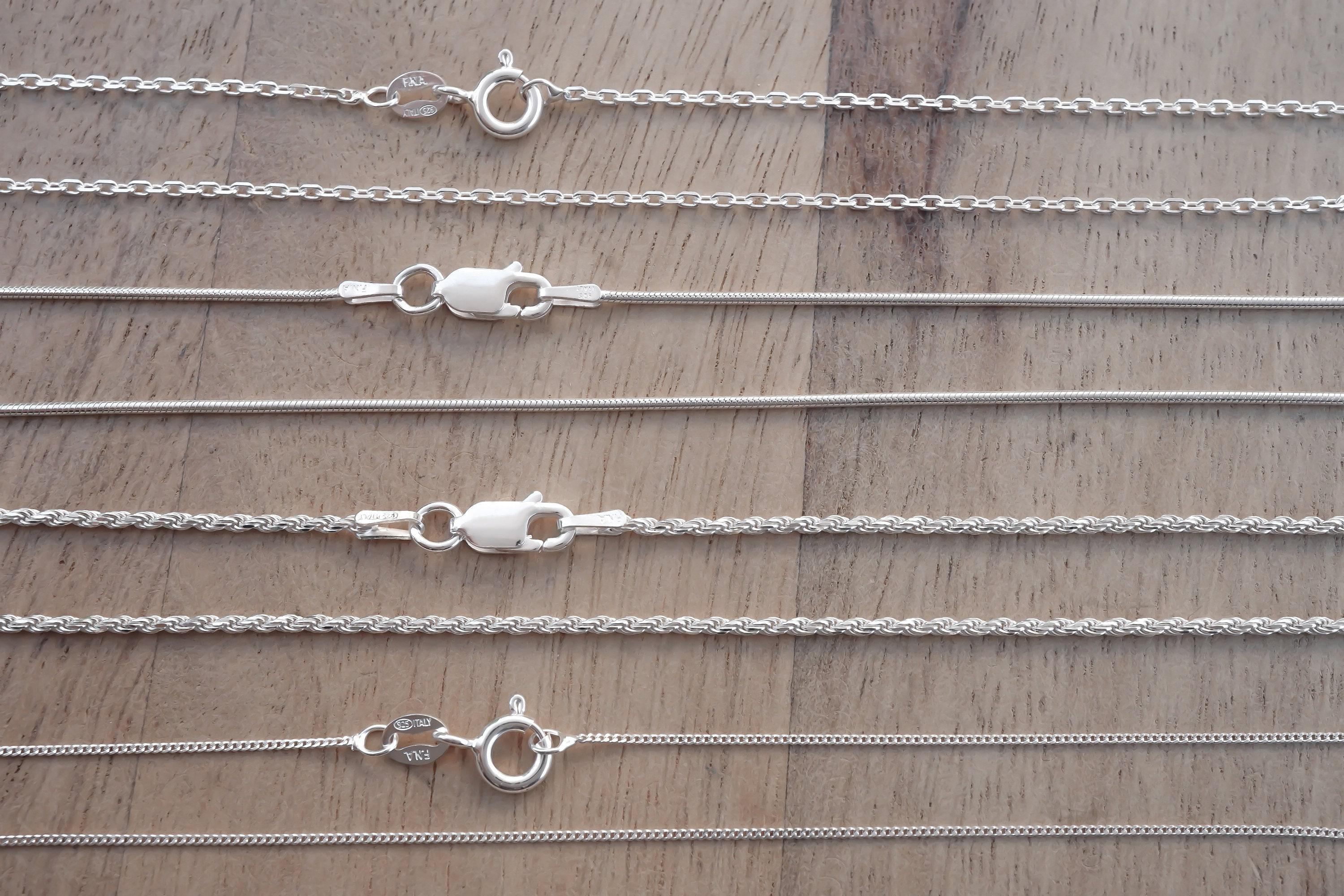 Solid Sterling Silver Chain, Anchor Chain, Snake Chain, Rope Chain, Curb Chain, Women's Chain, 1mm - 14, 16, 18, 20, 22, 24, 30, 36 inch