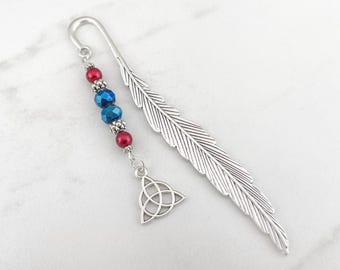 Celtic Knot Bookmark Silver Celtic Triquetra Triangle Celtic Gifts - Beaded Bookmark - Tibetan Silver Charm Bookmark Celtic Stationary