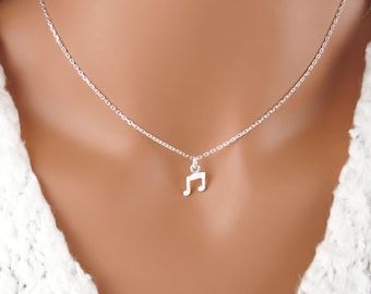 Tiny Music Note Necklace - Eighth Note Necklace - Minimalist Jewelry - 925 Sterling Silver Music Necklace - Simple Everyday Jewelry