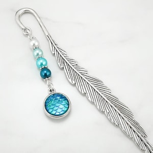 Mermaid Scales Bookmark: Iridescent Mermaid Scales Charm Bead Stationary, Party Favors