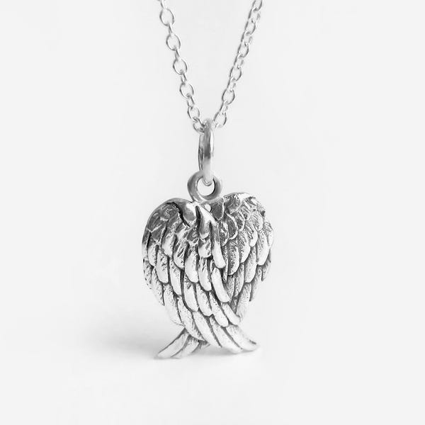 Sterling Silver Angel Wings Necklace: Memorial Jewelry