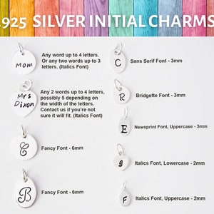 Add a Personalized Initial Charm, Letter Charm, Word Charm or Name Charm 925 Sterling Silver image 2