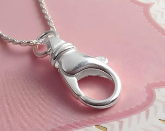Lanyard 925 Sterling Silver Necklace - Badge Holder - Ring Holder Necklace