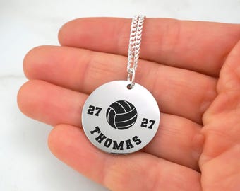 Custom Volleyball Necklace: Sports Team Gifts, 925 Sterling Silver and Stainless Steel