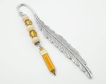 Number 2 Pencil Bookmark - Teacher Gift - Tibetan Silver Bookmark Stationary - Writer Gift Ideas - Pencil Charm Bookmark - Teacher Bookmark