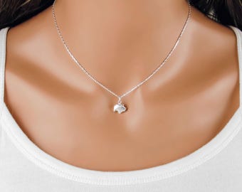 Small Pig Necklace: Dainty 925 Sterling Silver Farm Animal Charm Jewelry for Women