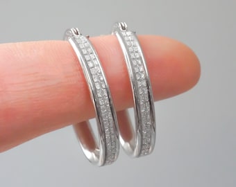 Oval Cubic Zirconia Hoop Earrings - 925 Sterling Silver Hoops - Sparkly CZ Hoops - Fancy Oval Hoop Earrings