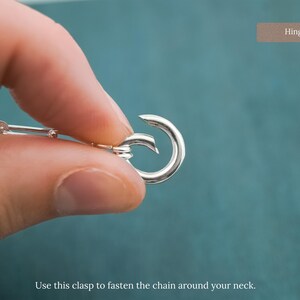 925 Sterling Silver Paperclip Chain Charm Holder Necklace - Hinge Clasp Charm Keeper Pendant image 4