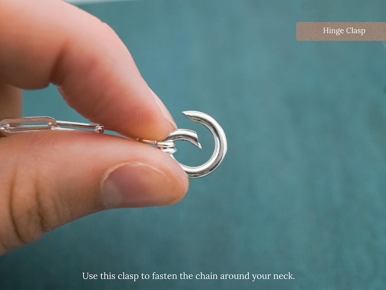 925 Sterling Silver Paperclip Chain Charm Holder Necklace - Hinge Clasp Charm Keeper Pendant image 4