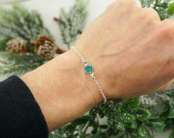 December Birthstone Bracelet or Anklet: Minimalist Zircon 925 Sterling Silver Jewelry