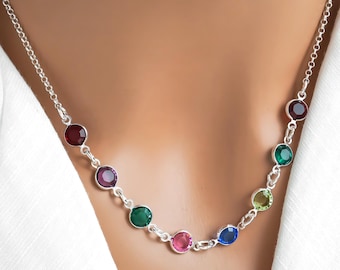 Birthstone Connector Necklace: Personalized 925 Sterling Silver Jewelry