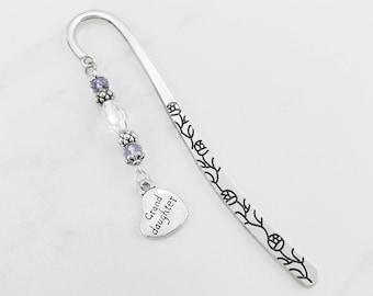 Granddaughter Bookmark: Beaded Heart Charm Gift