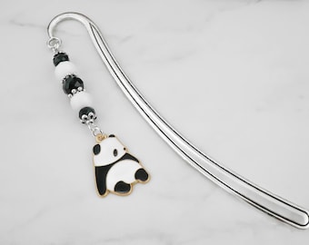 Panda Bookmark - Panda Bear Charm Bookmark - Panda Gifts - Tibetan Silver Beaded Bookmark - Animal Bookmarks - LAST CHANCE