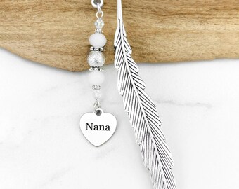 Nana Bookmark for Grandma Gifts for Grandma Beaded Bookmark for Grandmother Gifts for Nana Heart Charm Bookmark Mother's Day Gift for Nana