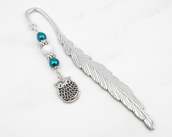 Owl Bookmark: Bird Charm, Beaded Teacher or Graduation Gift