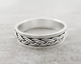 Silver Celtic Ring - Celtic Knot Spinner Ring - Spinning Ring - Thumb Ring - 925 Sterling Silver Jewelry - Women's or Men's Ring