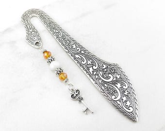 Key Bookmark - Small Skeleton Key Charm Bookmark - Tibetan Silver Stationary - Teacher Gifts - Old Vintage Key Bookmark - Antique Key