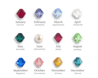 Swarovski Birthstone Bead Charm: Sterling Silver Bicone Pendant