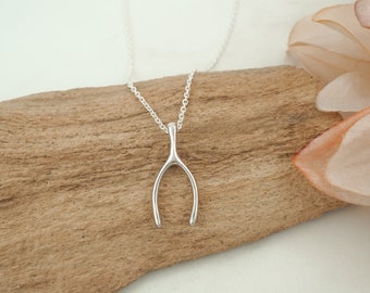 Wishbone Necklace - 925 Sterling Silver Jewelry - Good Luck Jewelry - Good Luck Gifts - Silver Wishbone Charm Necklace