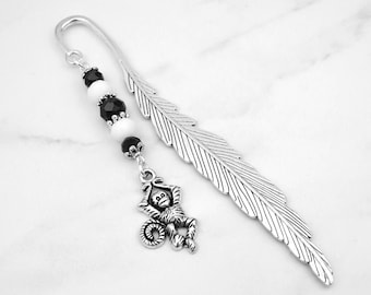 Monkey Bookmark - Cute Monkey Charm Bookmark - Tibetan Silver Beaded Bookmark for Teacher Gifts -Monkey Gifts - Monkey Book Marker