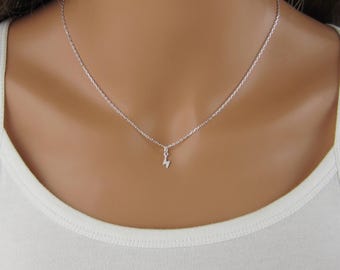 Tiny Lightning Bolt Necklace - 925 Sterling Silver Jewelry - Weather Jewelry - Lightning Necklace - Thunder Bolt Charm