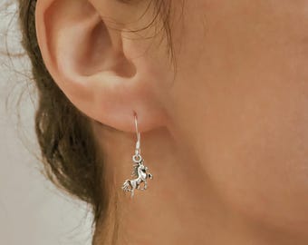 Unicorn Earrings - 925 Sterling Silver Unicorn Jewelry - Tiny Unicorn Charm Earrings - Small Silver Unicorn Earrings - Unicorn Gifts