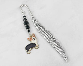 Cardigan Corgi Bookmark - Pembroke Welsh Corgi Bookmark for Corgi Lovers, Silver Dog Bookmark Unique Corgi Gifts, Enamel Dog Charm Bookmarks