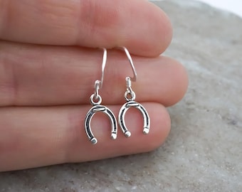 Small Horseshoe Earrings - Minimalist Jewelry - Horse Shoe Charm Earrings - 925 Sterling Silver Earrings - Simple Everyday Jewelry