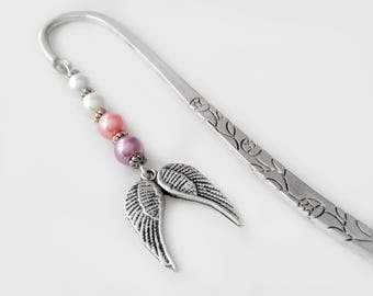 Angel Wings Bookmark - Beaded Silver Bookmark - Sympathy Gift - In Memory Of Gifts - Affordable Gift Ideas - Memorial Bookmark