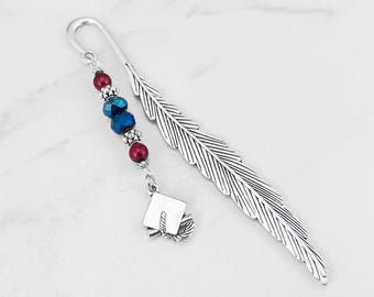 Grad Cap Charm Bookmark: Beaded Graduation Gift