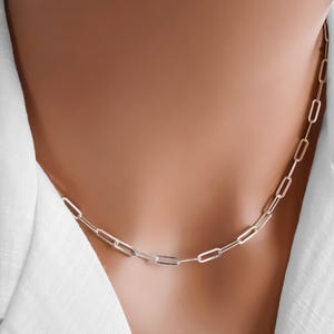 Paperclip Chain - 925 Sterling Silver Paper Clip Necklace - Necklace Chain with Extender - Finished Chain