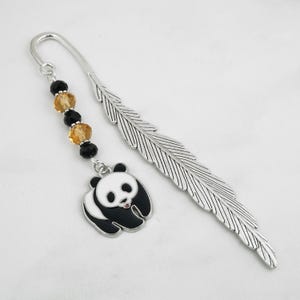 Panda Bookmark - Tibetan Silver Beaded Bookmark - Unique Bookmarks - Panda Bear Charm Bookmark