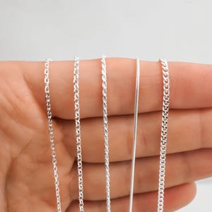 Solid Sterling Silver Chain Necklace for Women or Men, Anchor Chain, Rope Chain, Rolo Chain, Snake Chain, Curb Chain in 14 to 36 inches Long