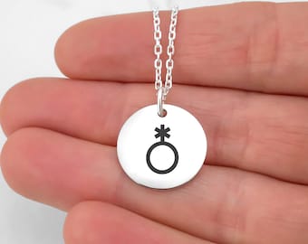 Gender Symbol Necklace in Sterling Silver or Gold Filled - Agender Transgender Androgyne Bigender Genderfluild Intergender Non-Binary Pride