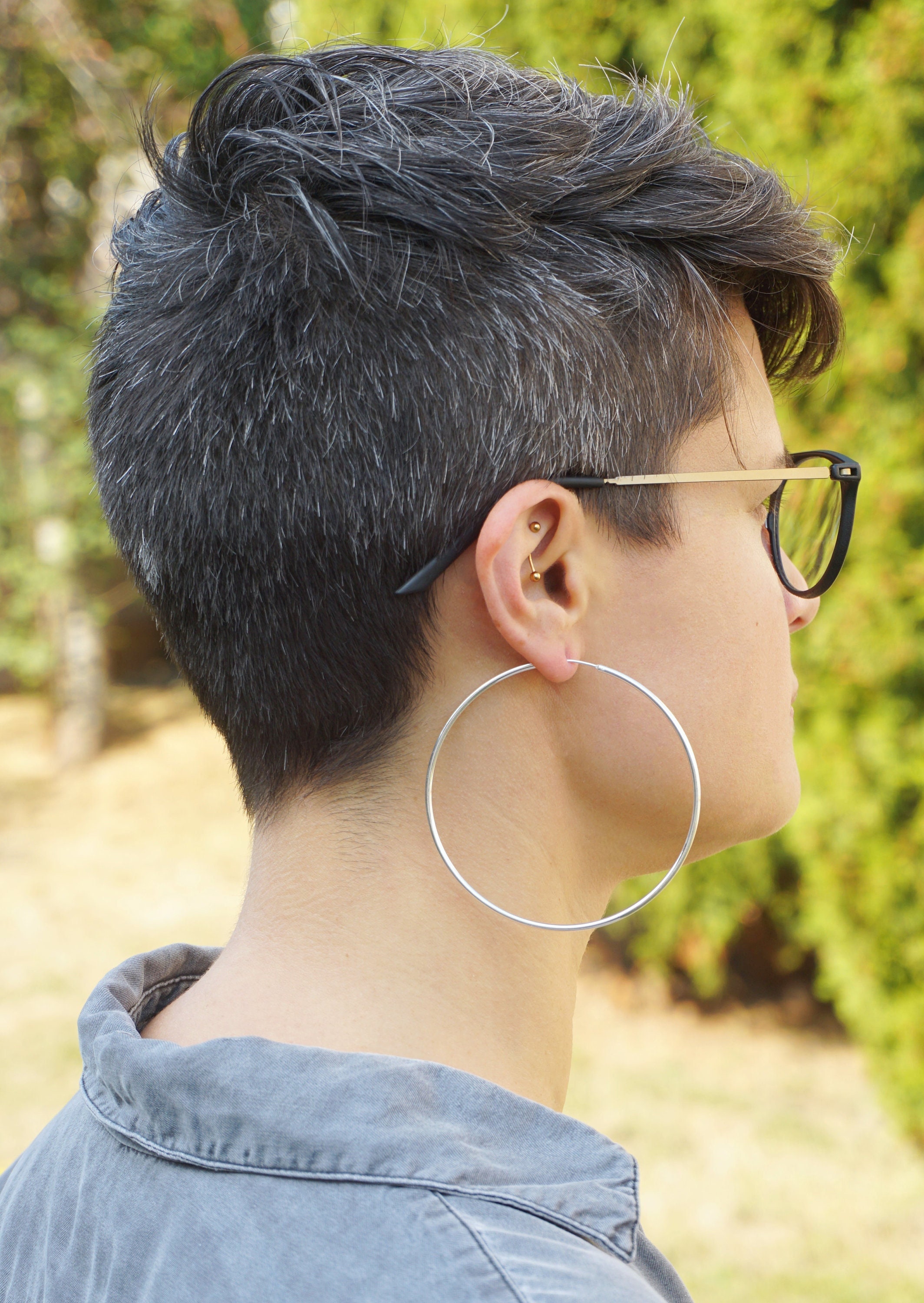 Men's 12 x 2mm Sterling Silver Hoop Earrings