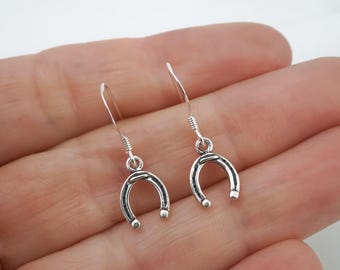Small Horseshoe Earrings: Minimalist 925 Sterling Silver Horse Jewelry, Good Luck Gifts