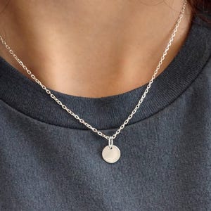 Circle Necklace - Minimalist Jewelry - Sterling Silver - Plain Circle - Small Disk Necklace - Simple Jewelry - Dot Charm Pendant